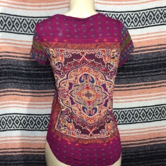 LUCKY BRAND BOHO PERSIAN CARPET‎ SHORT SLEEVE PULLOVER TEE SMALL *FLAW - Picture 5 of 9